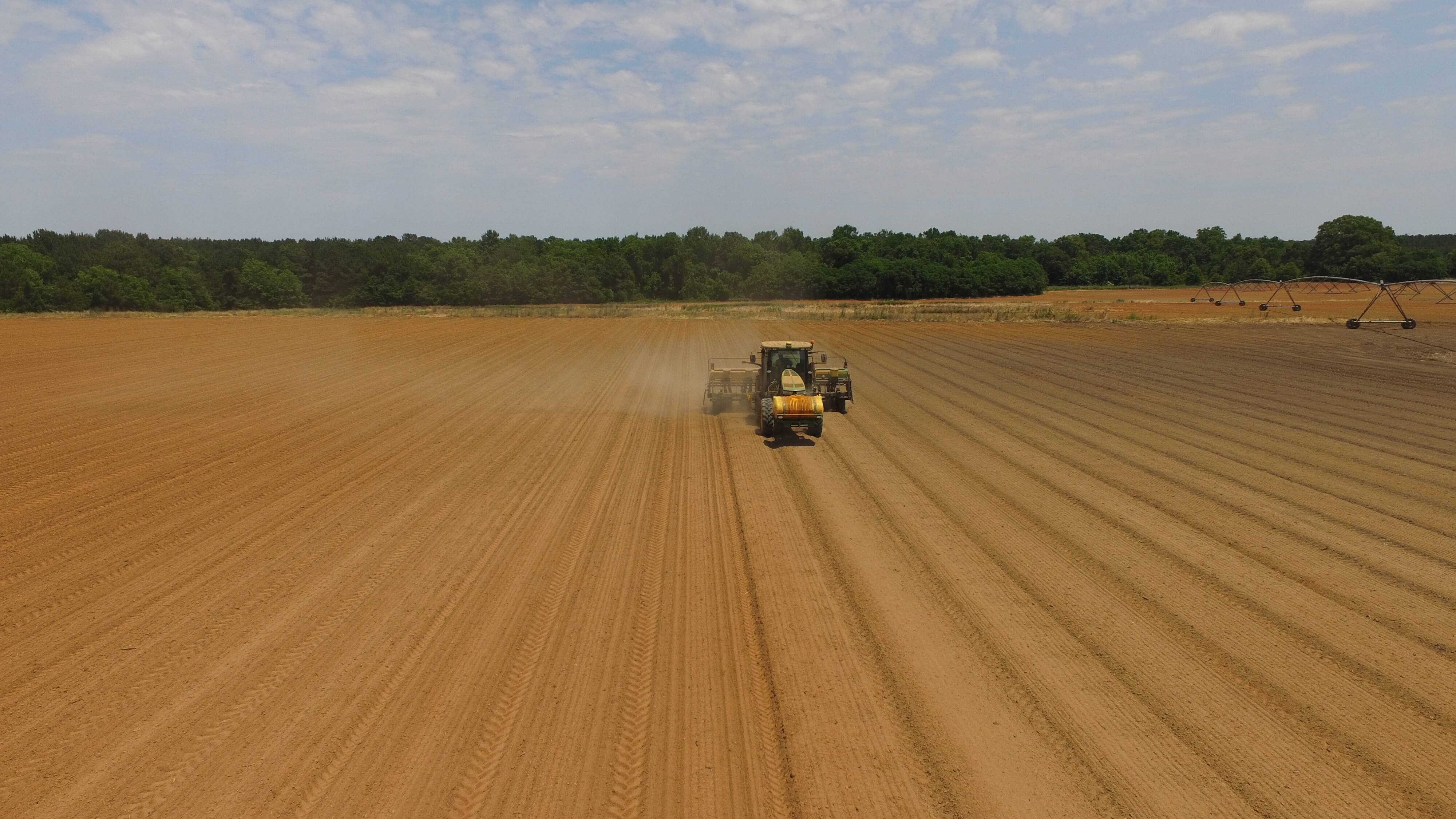 Tractor preparing land for sowing