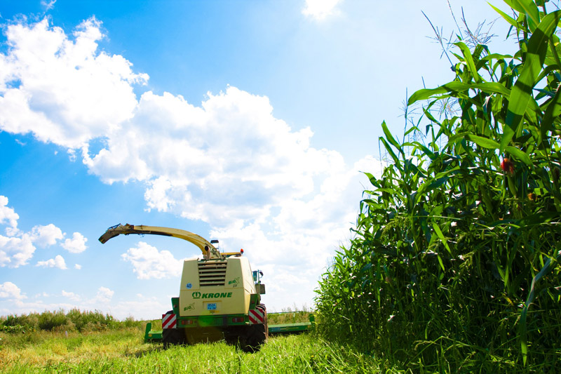 Industrial farming machine working out in the field